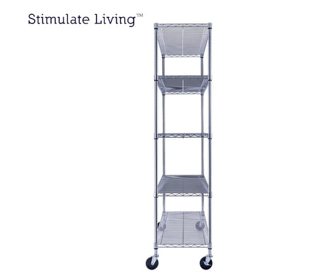 48"x18"x72" PRIME HEAVY DUTY Chrome 5-Tier Wire Shelving NSF 4000 LBS MAX Capacity Storage Rack for Commercial, School, Home, Garage, Warehouse, Industrial, and Hospital Uses (with Wheels) Stimulate Living