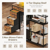 RALGEND L Shaped Computer Desk with Drawers, 53'' Gaming Desk with Storage Shelves, Corner Computer Desk with Power Outlets & LED Light, Home Office Desk with Monitor Stand and Pegboard, Rustic Brown RALGEND