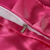 Silk Like Satin Bedding King Hot Pink Duvet Cover Set Soft Silky Ruffle Comforter Cover Sexy Hotel Silky Bedding Sets 1 Duvet Cover 2 Pillowcases (King, Hot Pink)… Bedding_Dreamer