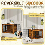 Bigrab Dog Crate Furniture with Thick Cushion, Side End Table Wooden Dog Cage with Double Doors, Chew-Resistant Dog Kennel Dog House Indoor for Small to Large Dog, L Bigrab