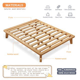 NELYE Full Platform Bed Base - 14 Inch Solid Wood Mattress Foundation with Support Slats and Legs, Full-Size Rubberwood Simple Bed Frame NELYE