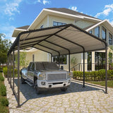 12' x 20' Carport, Heavy Duty Carport with Updated Roof & Enhanced Base, All Weather Steel Car Port, Multi-Use Car Port Garage, Metal Carports for Car, Truck, Boat, Tractors, Party, Grey FansaFurn