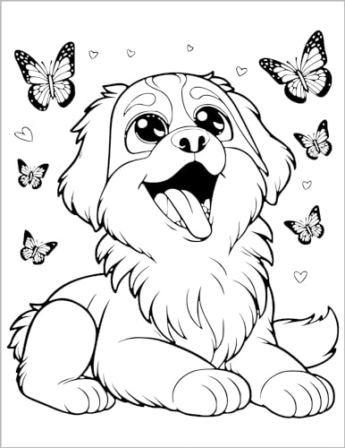 Cute Dogs Coloring Book for Kids Ages 4-8: Adorable Cartoon Dogs & Puppies WoodArtSupply