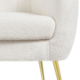 Yaheetech Sherpa Fabric Accent Chair, Modern Cozy Vanity Chair with Gold Metal Legs, Boucle Fabric Armchair with Removable Seat Cushion for Living Room Bedroom Office Guest Room, Ivory Yaheetech