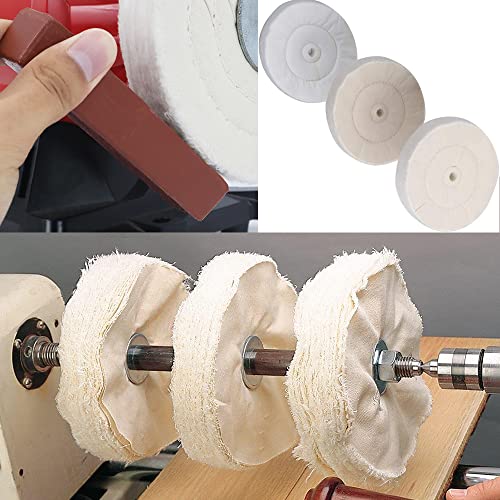 scottchen PRO Woodworking Lathe Buffing System 16" #2MT Mandrel 3-Step Buffing Wheel Kits 8inch with 3pcs Polishing Cutting Compounds - WoodArtSupply