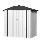 Greesum 6×4FT Outdoor Storage Shed, Metal Patio Storaged Sheds with Lockable Doors, Sheds & Outdoor Storage for Bike, Backyard, Pool and Garden, White Greesum