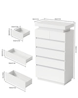 Seeday 6 Drawer Dresser for Bedroom with LED Lights, White Modern High Gloss Chest of Drawers for Closet, Tall Drawer with Adjustable LED Light, for Living Room, Entryway, Dressing Room Seeday