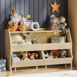 Fulhope Burlywood Toy Storage Organizer with Wheels and Drawers for Kids Fulhope