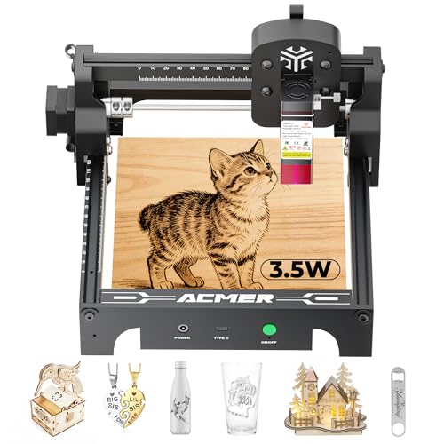 ACMER S1 Laser Engraver 3500mW, Compact Desktop Engraving & Cutting Machine for DIY Crafts, Small Business & Makers, 130×130mm Work Area, 0.04mm Detail Engraving for Wood, Acrylic ACMER