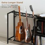 ZHNSYDN Record Player Stand with Guitar Stand, Record Player Table with Guitar Rack, Guitar Holder 7 Space for Multiple Guitars, Bass, Acoustic, Guitar Display for Home Music Studio, Black ZHNSYDN