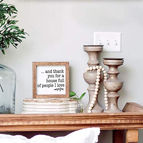 MACVAD Rustic Torched Wood Small Box Sign for Home Decor,Freestanding Thank You Sign for Kitchen,Square Wood Block Sign Table Decor,6" x 6" x 1.57" MACVAD