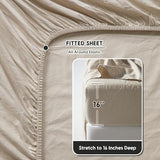SONORO KATE 100% French Pure Linen Queen Size Sheets, Breathable and Durable Linen Bed Sheets, Anti-Tear, Machine Washable, 16 Inch Deep Pocket - 4 Piece (Natural Linen) SONORO KATE