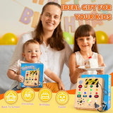 TINTECUSA Busy Board with LED Light, Wooden Sensory Toys for Toddler, Montessori Music Toy for Airplane, Travel Activity Educational Learning Autism Toys, Birthday Boys Girls Gifts TINTECUSA