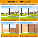 BITALS Q235A-Steel 5ft (H/58in) Heavy Duty Fence Post - Corner Post, Suitable for Outdoor Patio, Backyard and Garden Fence Post Bracket Construction (1pack-Matte Black) BITALS