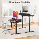 ErGear Standing Desk with LED Strip, 48″ x24″ Electric Height Adjustable RGB Gaming Desk with Shelf, Sit Stand Desk with Dual Cable Holes, C-Clamp Mount Compatible, 4 Preset Heights, Black ErGear