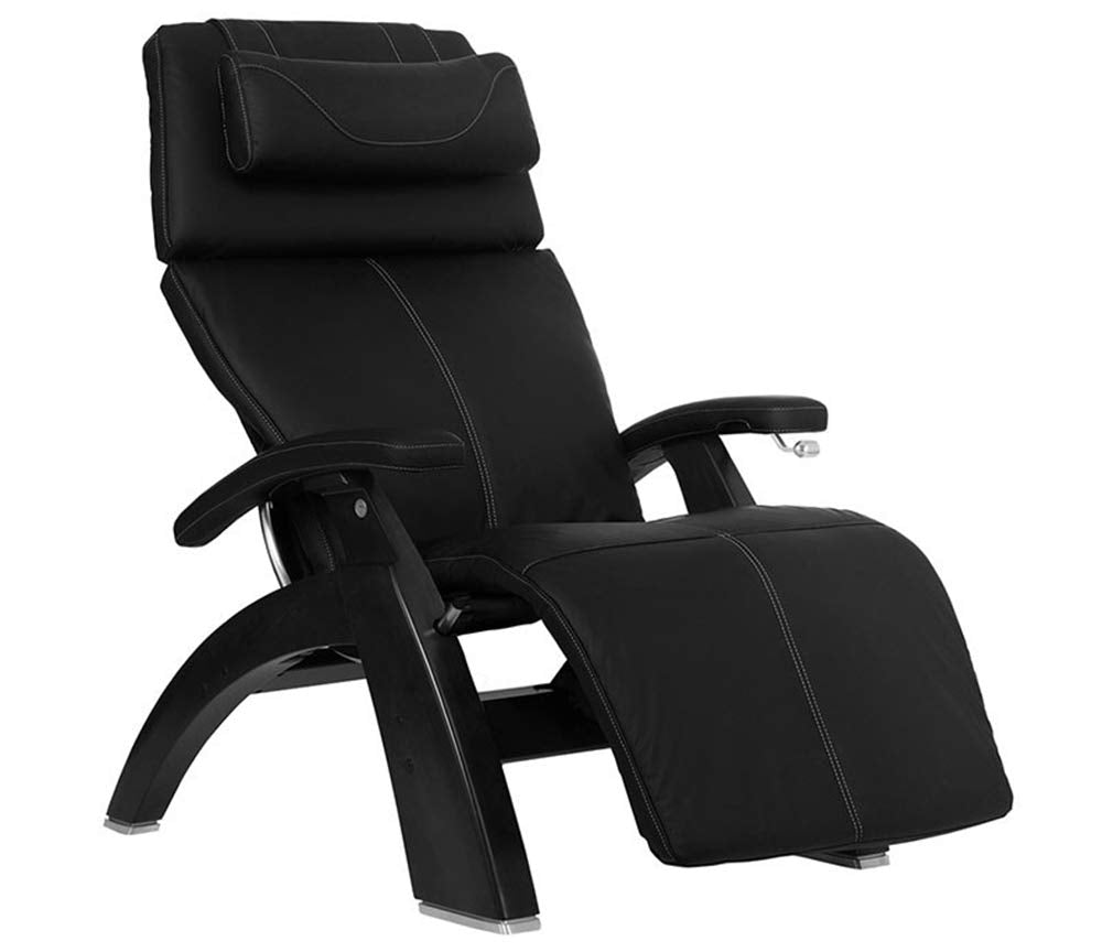 Perfect Chair Human Touch PC-420 Classic Manual Plus Series 2 Black Matte Wood Base Zero-Gravity Recliner - Black SoftHyde Vinyl Perfect Chair