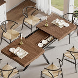 Extendable Dining Room Table for 4 6 8, 55"-70.9" Kitchen Table Rectangle Wood, Expandable Dining Table with Hidden Storage, Space Saving Farmhouse Kitchen Table for Kitchen Dining Living Room MECHYIN