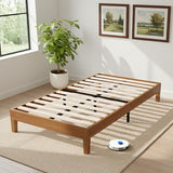 Sweetcrispy Solid Wood Bed Frame, Twin Size Bed Base with Wood Slat Support, Sturdy, Stylish & Noise-Free Design, No Box Spring Needed, Easy Assembly, Dark Brown Sweetcrispy