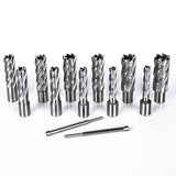 OSCARBIDE Annular Cutter Set 13pieces,2"Cutting Depth,3/4"Weldon Shank and 7/16 to 1-1/16 inch Cutting Diameter Mag Drill Bits for Magnetic Drill Press with 2pcs Pilot Pins OSCARBIDE