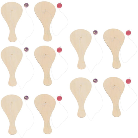 Blank Paddle Ball 10 Pcs Wooden Paddle Ball with String Unfinished Wood Paddle Rackets Kids Painting Graffiti DIY Crafts Fun and Classic Paddleball Game for Boys and Girls, Party Favor Toys jojofuny