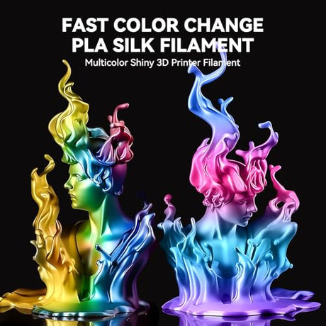 JAYO 3D Printer Filament Bundle, PLA Silk Filament Bundle Multicolor, Shiny Silk PLA Filament 1.75mm, Fast Color Change Rainbow, 250g Spool, 8 Rolls, 2kg in Total JAYO