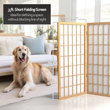3 ft. Short Window Pane Shoji Screen - Natural - 5 Panels Red Lantern