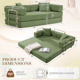 Antetek 78" Convertible Futon Sofa Bed, 3-Seater Modern Corduroy Foam Floor King Size Bed Foldable Sleeper Lounge Loveseat Sofa Couch with 2 Throw Pillows for Living Room Bedroom Guest Room, Green Antetek