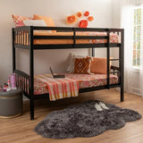 Linon Howell Black Solid Wooden Twin Over Twin Bunk Bed with Ladder Linon
