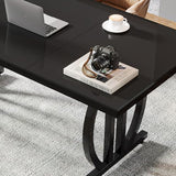 Tribesigns Computer Home Office Desk,Executive Desk,63 inch Large Modern Computer Desk with Metal Geometric Base,Conference Table,Black Tribesigns