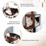 MIOMUM Tall Cat Tree with Litter Box Enclosure 56.7" Wooden Cat Tower for Large Cats with Cat Hammock House Bed (Wood Beige) MIOMUM