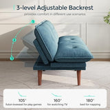 LINSY HOME Futon Sofa Bed, 70" Chenille Futon Couch with Adjustable Backrest Armrest, 3 in 1 Convertible Comfy Loveseat Sleeper Sofa Bed for Small Spaces Dorm Room Apartment Home Office, Blue LINSY HOME