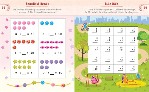 Kindergarten Activity Book Unicorns: 75 Games to Practice Early Reading, Writing, and Math Skills (School Skills Activity Books)