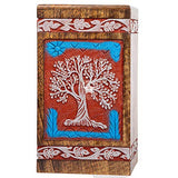 STAR INDIA CRAFT SIC Rosewood Hand Engraved Urn for Human Ashes Adult Female & Male or Pets, Peaceful Funeral Keepsake Decorative Wooden Box, Burial STAR INDIA CRAFT