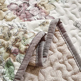 Flysheep 2 Pieces Quilt Set Twin Size, Beige Floral Reversible Bedspread Coverlet Set, Soft Microfiber Lightweight Bed Cover for Kids (68" x 86", 1 Quilt+ 1 Pillow Sham) Flysheep