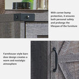 JXQTLINGMU Farmhouse Makeup Vanity Desk with Mirror and Lights, 43'' Glass Tabletop Vanity Table with 3 Drawers & Shelves, Rustic Large Vanity Set for Bedroom, Stool Included, Grey JXQTLINGMU