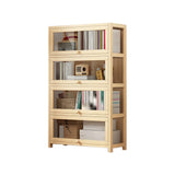Contemporary Solid Wood Bookcase with Transparent Acrylic Doors for Stylish Storage LITFAD