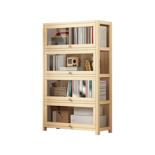 Contemporary Solid Wood Bookcase with Transparent Acrylic Doors for Stylish Storage - WoodArtSupply