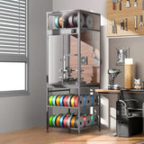 Crafit 3D Printer Cabinet with 48 Spools Filament Storage Rack, 3D Printer Enclosure with Ventilation, Thermo-Hygrometer and LED Light, Heat-Resistant, Dustproof and Noise-Reduction Design, Upgraded Crafit
