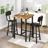 Recaceik 3 Piece Pub Dining Set, Modern bar Table and Stools for 2 Kitchen Counter Height Wood Top Bistro Easy Assemble for Breakfast Nook Living Room Small Space Restaurant, Rustic Brown 24” Recaceik
