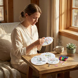 QIZUOLIFE 3 Pack Embroidery Kit for Adults Beginners, Pre‑Stamped Potted Plant Flower Basket Needlepoint Set, DIY Needlework Supplies with Step‑by‑Step Video Tutorials, Handmade Craft Gift Home Decor