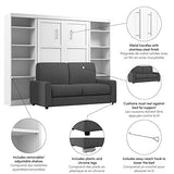 Bestar Pur Full Murphy Bed with Sofa and Shelving Units, 109-inch Space-Saving Wall Bed with Storage Bestar