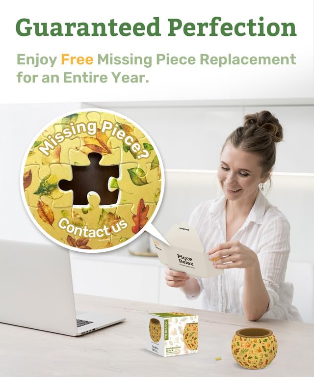 PieceRelax 3D Puzzle Planter - Singing Birds and Flowers - Small Round Plant Pots with Drainage, Home Decor Flower Pots for Indoor Cactus, Succulents Pots [K1100] PieceRelax