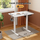 JYLH JOYSEEKER Small Standing Desk, 32" ×20" Electric White Standing Desk, Height Adjustable Compact Sit Stand Workstation with Splice Board, Home Office Desk with 2 Hooks JYLH JOYSEEKER