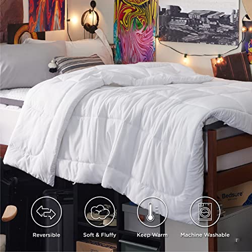 Bedsure Comforter Duvet Insert - Quilted Comforters Twin XL Size, All Season Duvet, GentleSoft Down Alternative Bedding, with 8 Tabs, Gifts for Women/Men, White, Twin XL 92 x 68 Inches Bedsure