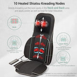 Mynt FSA Eligible HSA Approved Shiatsu Neck and Back Massager for Chair with 10 Deep Kneading Nodes, 2D & 3D Back Massage with Heat, Portable Spot Massage Chair Pad (Black) Mynt