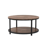 NSdirect Round Coffee Table,36" Coffee Table for Living Room,2-Tier Rustic Wood Desktop with Storage Shelf Modern Design Home Furniture(Light Walnut) NSdirect