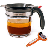 Cook Army Fat Separator with Bottom Release – 4 Cup Gravy Separator for Cooking with Oil Strainer, Kitchen Grease Separator -the perfect Kitchen Gadget plus a 3-1 Multifunctional Vegetable Peeler Cook Army