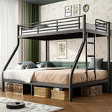 Cyranture Twin XL Over Queen Bunk Bed Size, Heavy Duty Bunk Beds with Bottom Space & Guardrail Metal Bunk Bed Frame for Adults Dorm Bedroom Guest Room, No Box Spring Needed（Upgrate Black） Cyranture