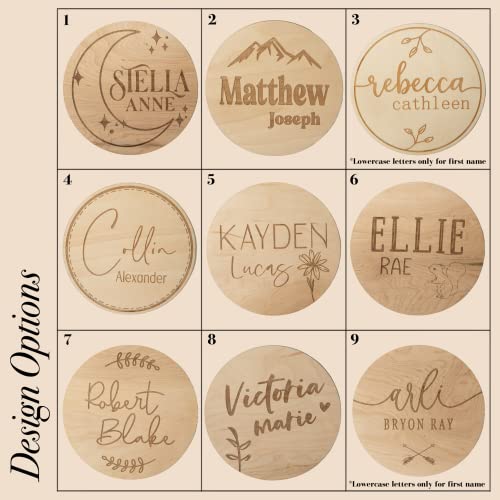Baby Announcement Sign, Hospital Sign, Gender Reveal Baby Photo Props, Wooden Name Sign, Baby Shower Gift, Birth Stat, Laser Birth Engraved Round WoodArtSupply