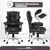 Mvpipi 7-Point Massage Office Chair,Heated Manageral Chair,Ergonomic Executive Chair with Footrest,Adjustable Armrest，Computer Chair for Offices, Study Areas, Gaming Spaces,Black Mvpipi